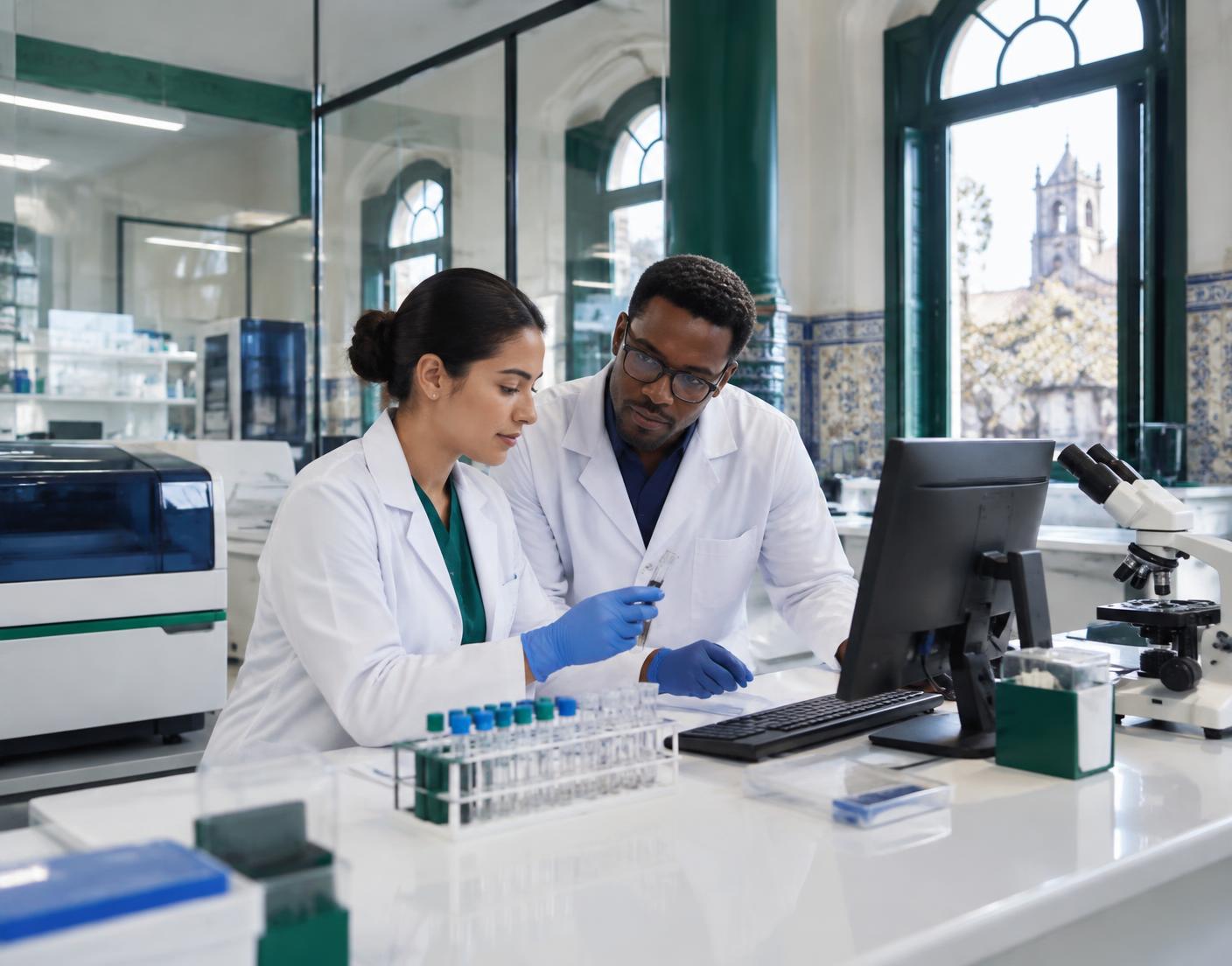 Equipe técnica trabalhando no laboratório
